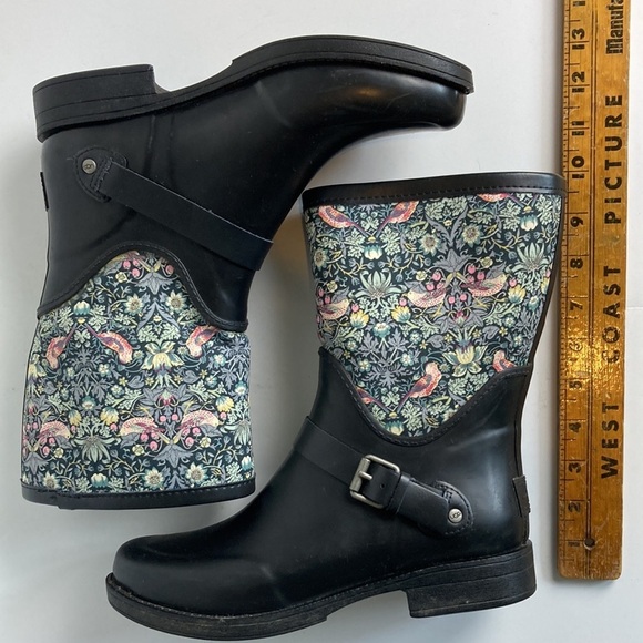 UGG Sivada Strawberry Thief Liberty Print Rain Boot 7 Wellies Collab Winter Cozy - Picture 15 of 16